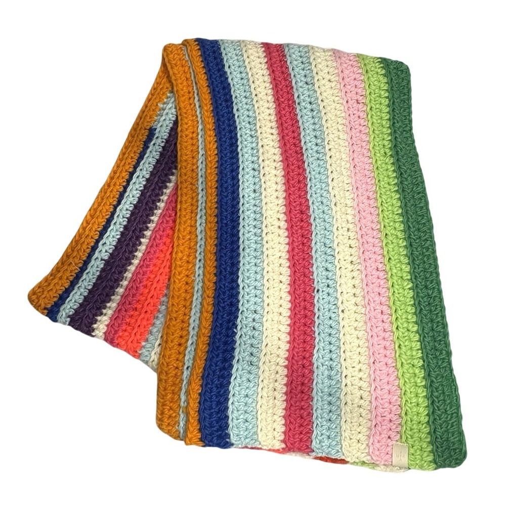 Mer-Sea Striped Crochet Scarf Colorful Knit Acrylic Soft‎ Cozy Winter Accessory